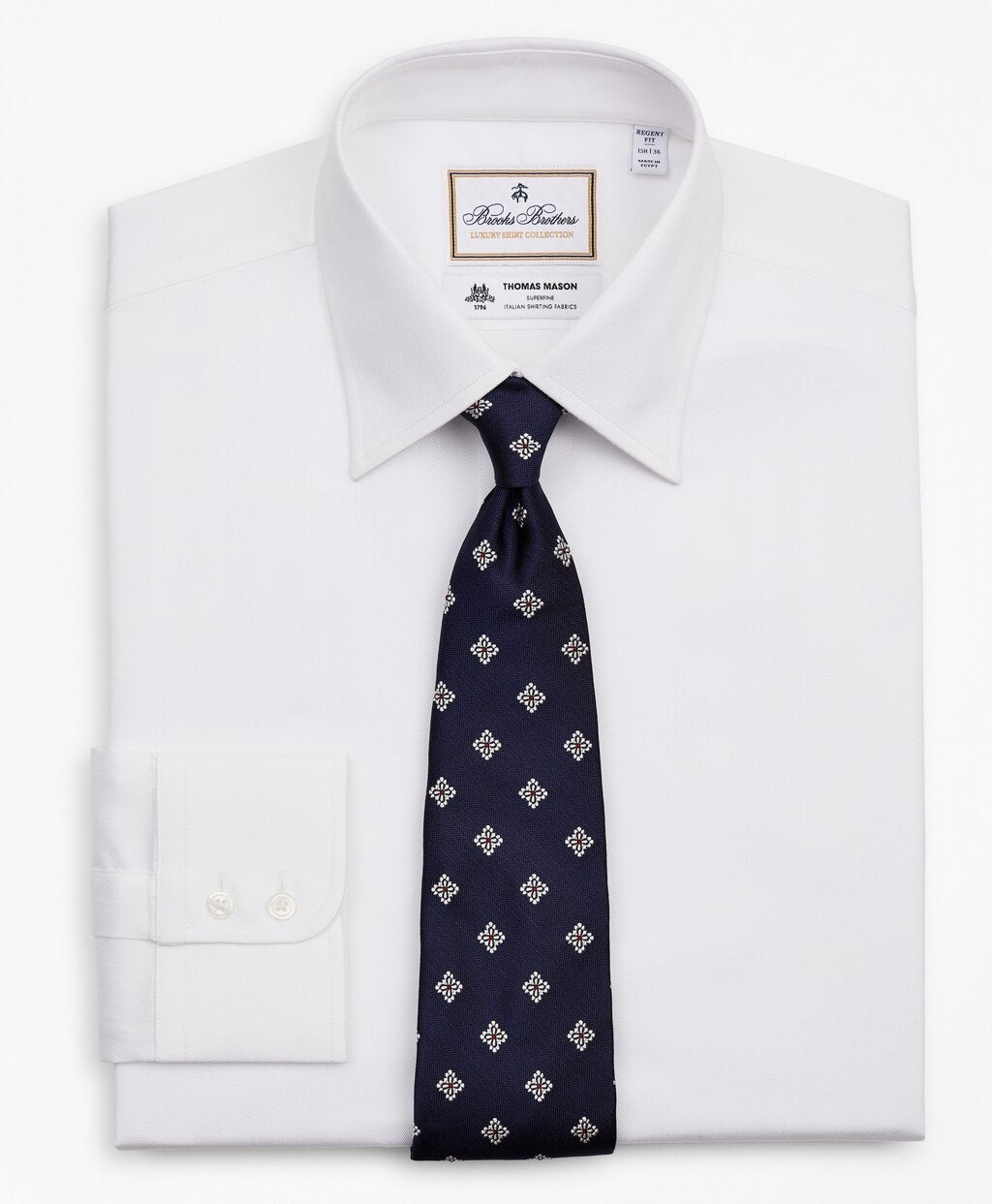 Luxury Collection Regent Fitted Dress Shirt, Franklin Spread Collar Herringbone