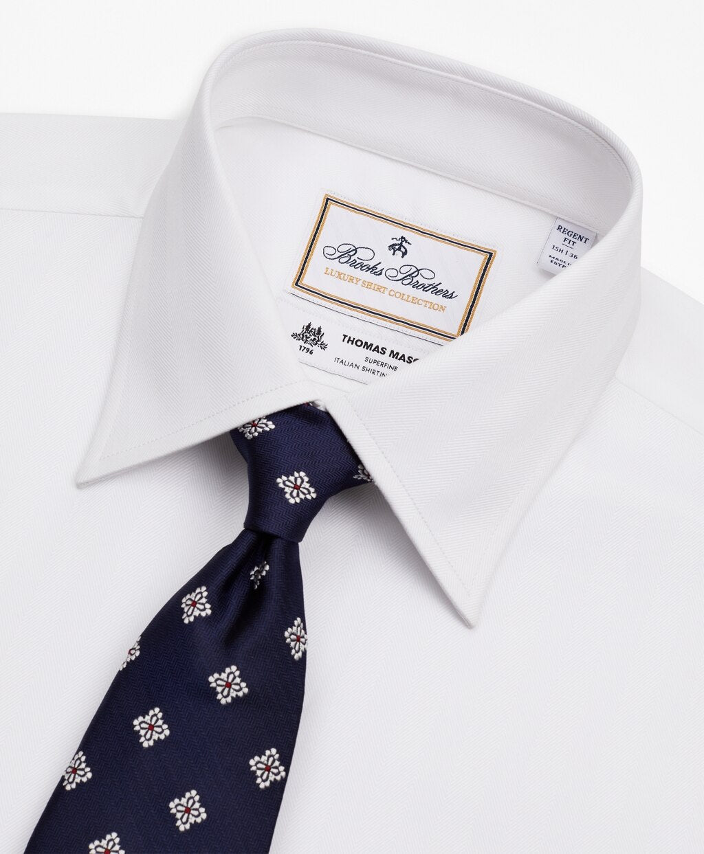 Luxury Collection Regent Fitted Dress Shirt, Franklin Spread Collar Herringbone