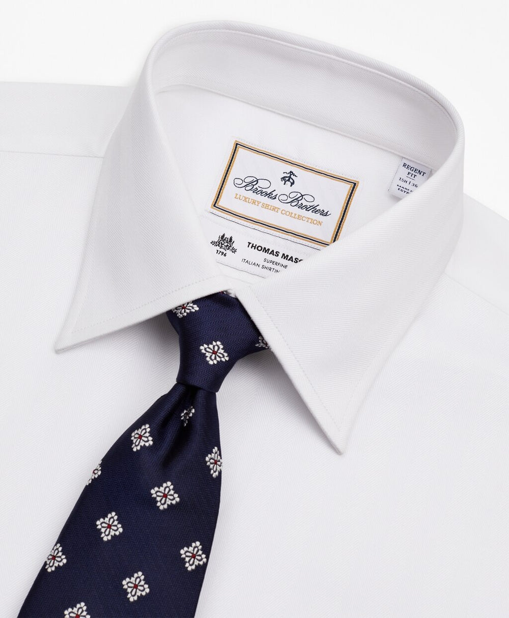 Luxury Collection Regent Fitted Dress Shirt, Franklin Spread Collar Herringbone