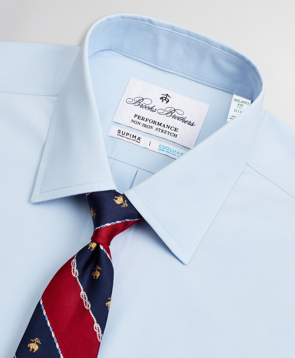 Milano Slim Fit Dress Shirt, Performance Non-Iron with COOLMAX®, Ainsley Collar Twill