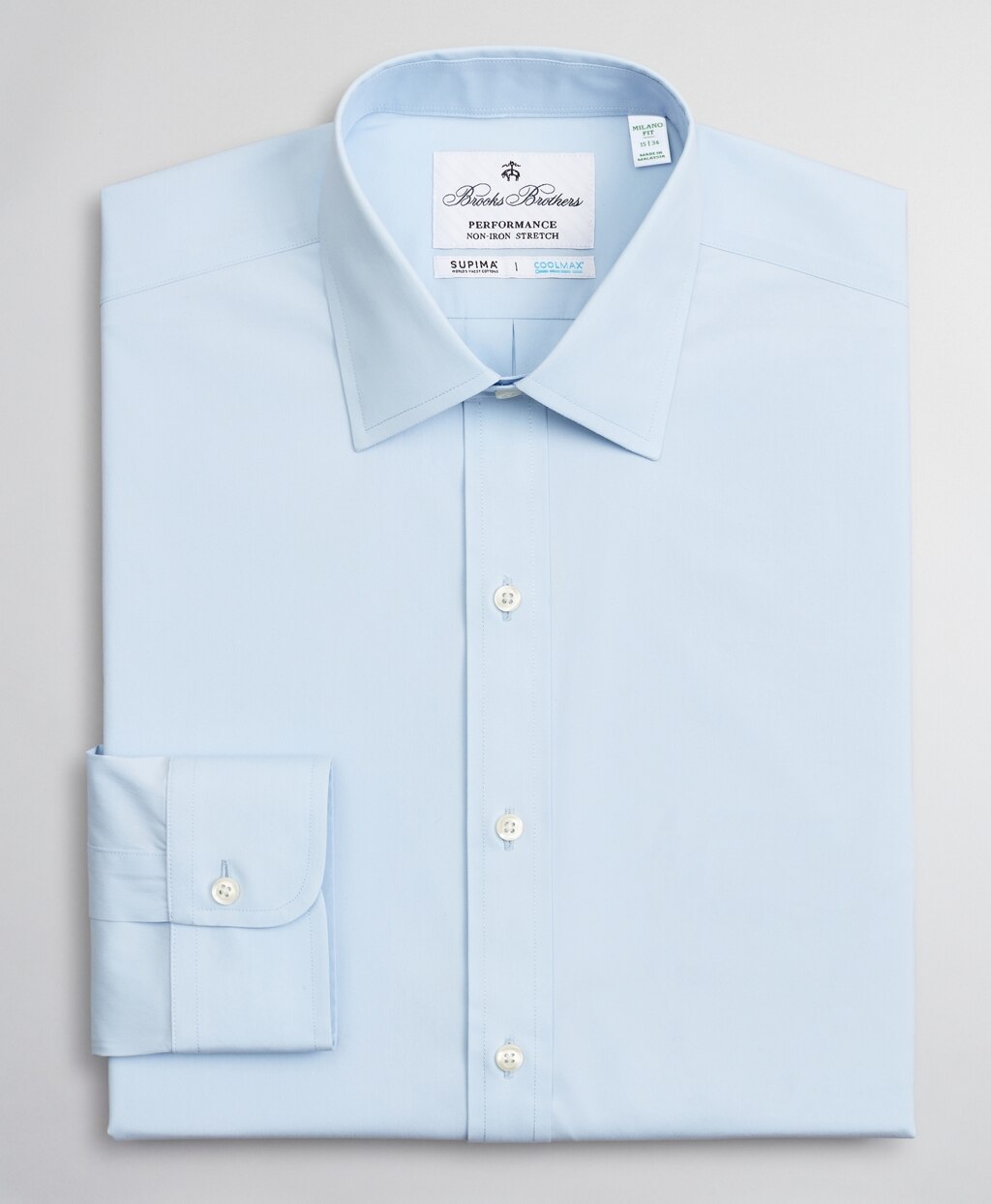 Milano Slim Fit Dress Shirt, Performance Non-Iron with COOLMAX®, Ainsley Collar Twill