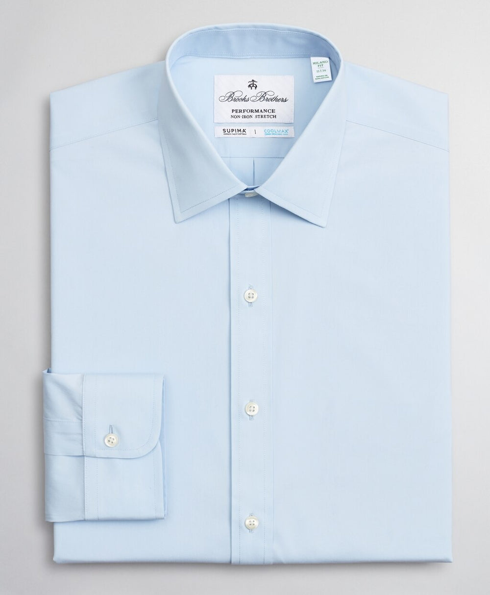Milano Slim Fit Dress Shirt, Performance Non-Iron with COOLMAX®, Ainsley Collar Twill