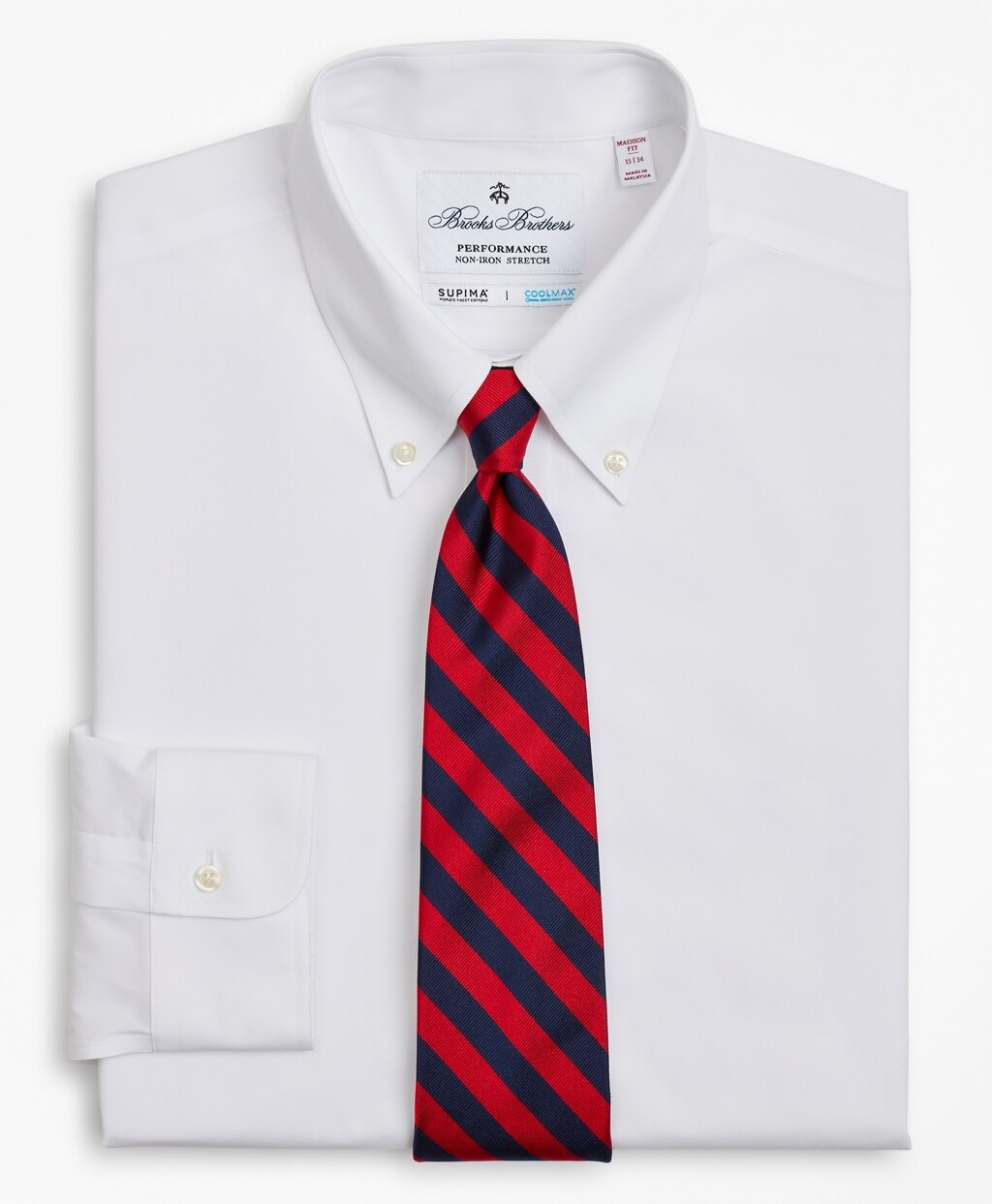 Madison Classic-Fit Dress Shirt, Performance Non-Iron with COOLMAX®, Button-Down Collar Twill