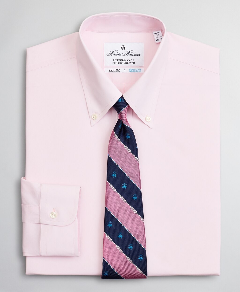 Regent Fitted Dress Shirt, Performance Non-Iron with COOLMAX®, Button-Down Collar Twill