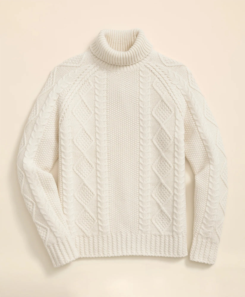 Merino Wool Archive Aran Turtleneck Sweater