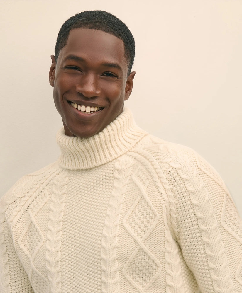 Merino Wool Archive Aran Turtleneck Sweater