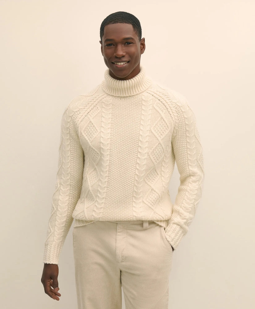 Merino Wool Archive Aran Turtleneck Sweater