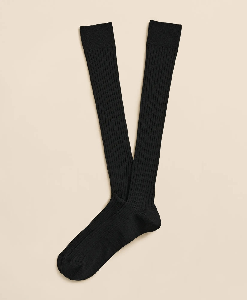 Merino Wool Blend Over-the-Calf Ribbed Socks