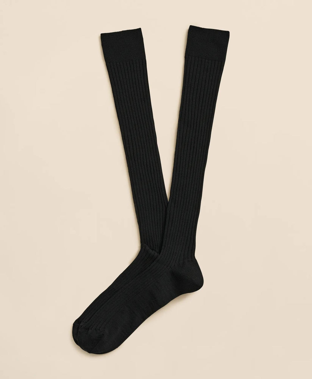 Merino Wool Blend Over-the-Calf Ribbed Socks
