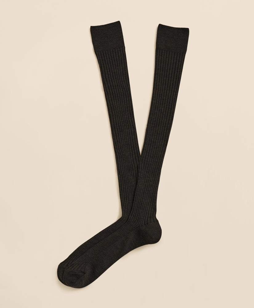 Merino Wool Blend Over-the-Calf Ribbed Socks