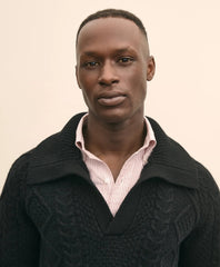 Merino Wool Johnny Collar Aran Sweater