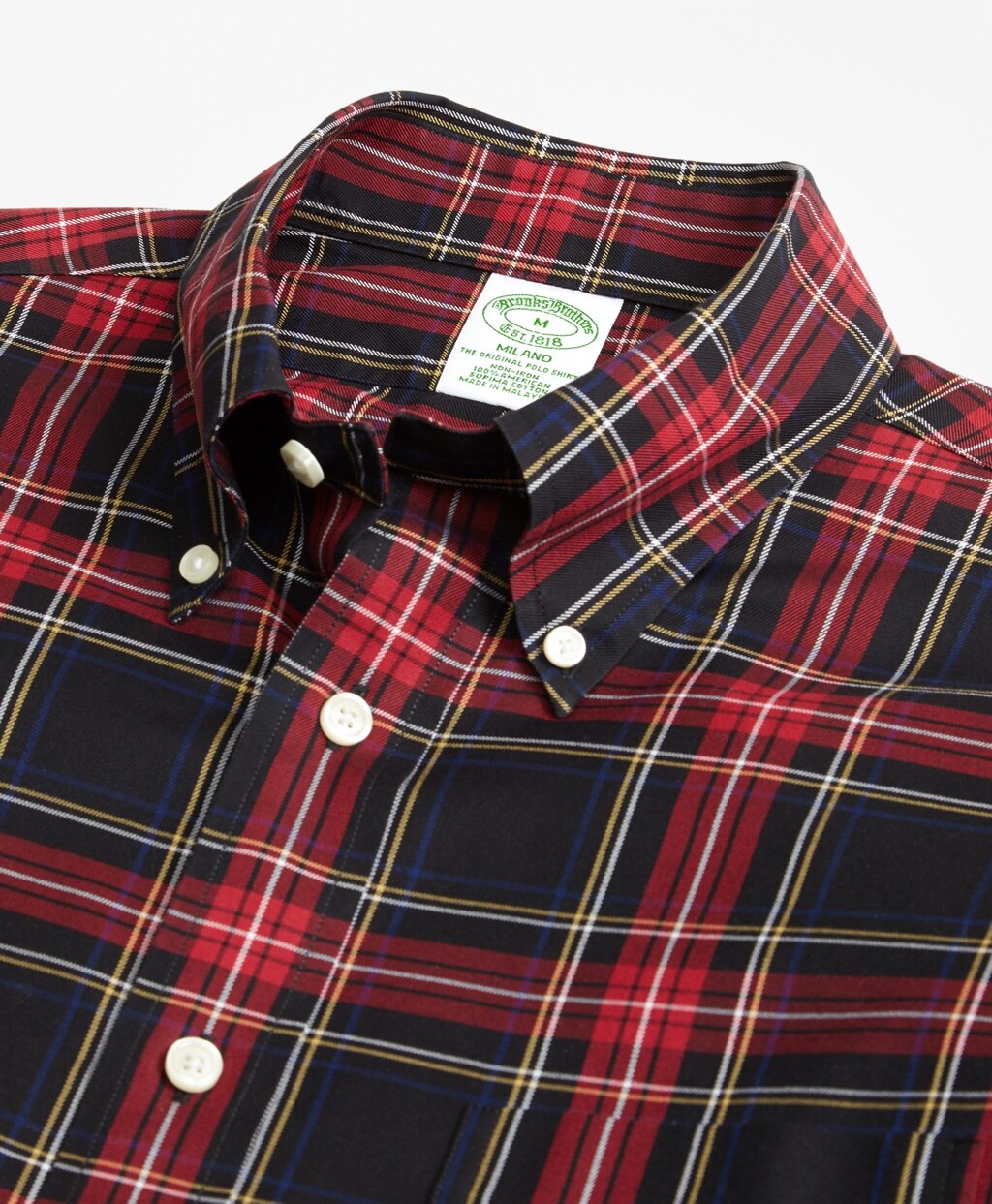 Non-Iron Milano Fit Black Stewart Tartan Sport Shirt