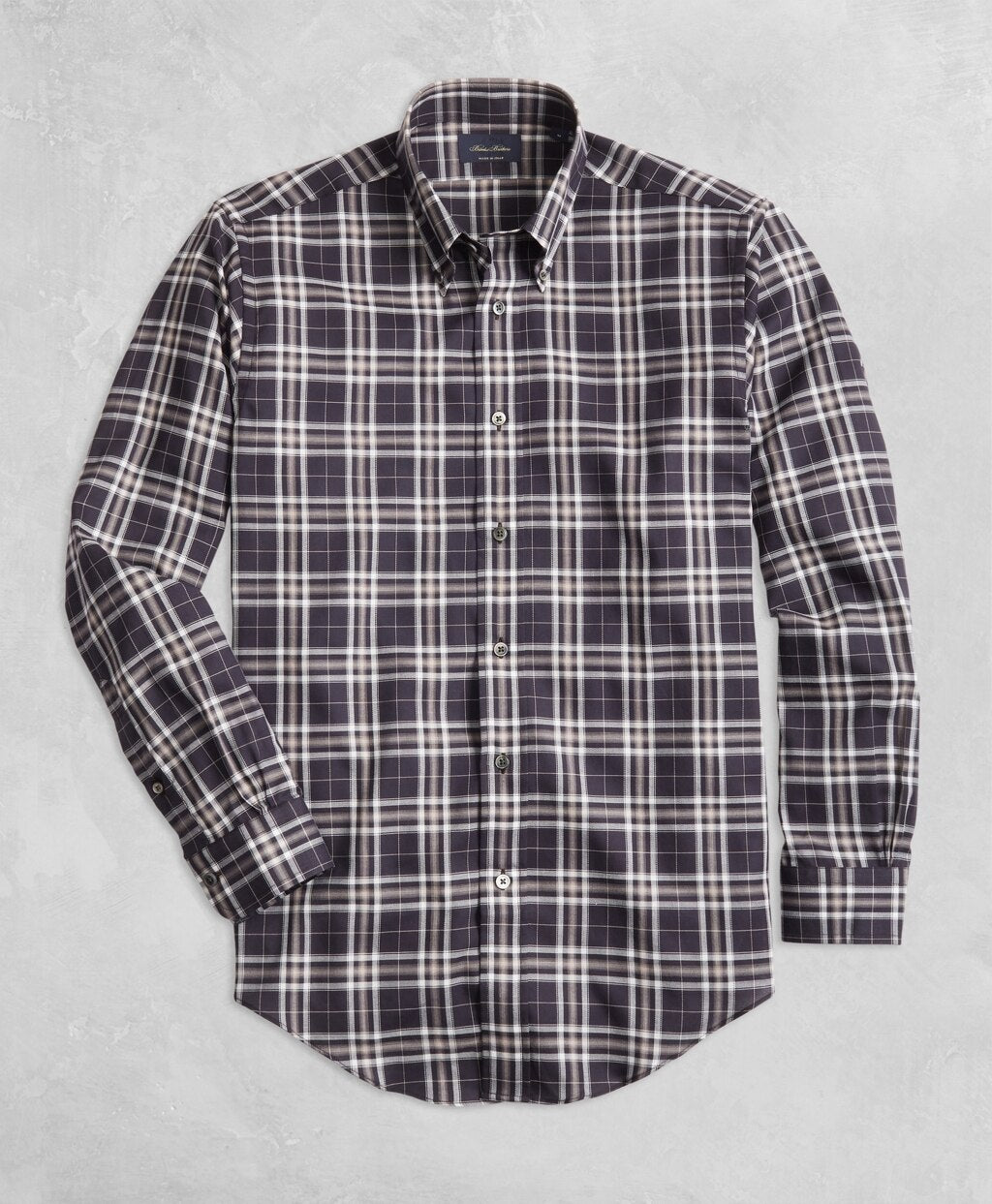 Golden Fleece® Regent Fit Black Plaid Flannel Sport Shirt
