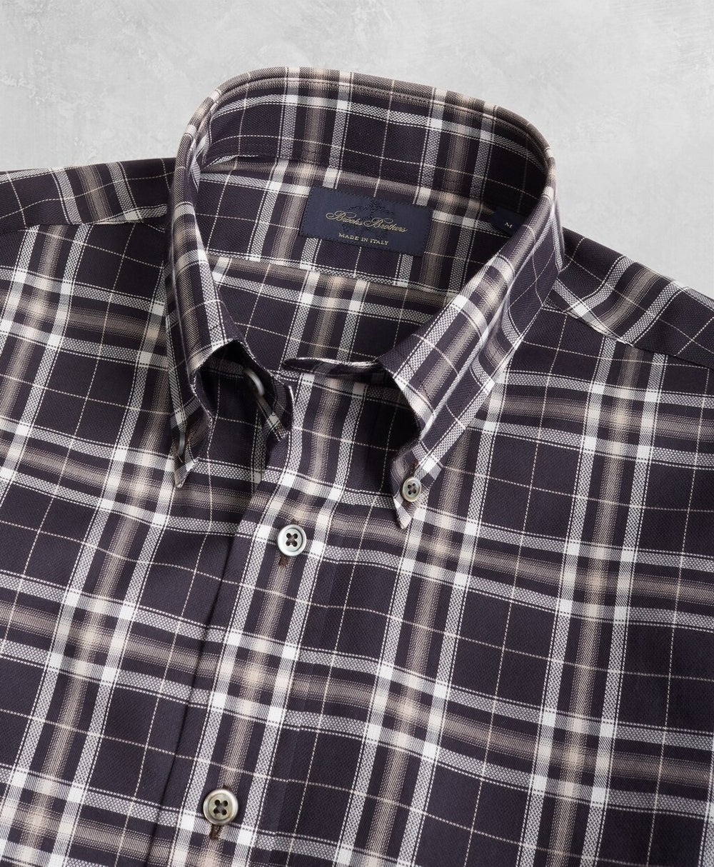Golden Fleece® Regent Fit Black Plaid Flannel Sport Shirt