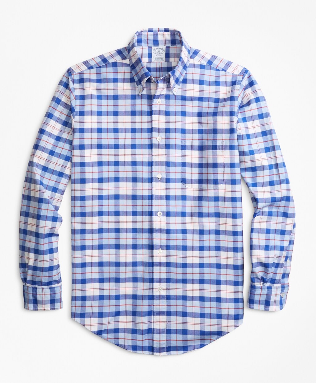 Regent Fit Oxford Blue and Red Plaid Sport Shirt