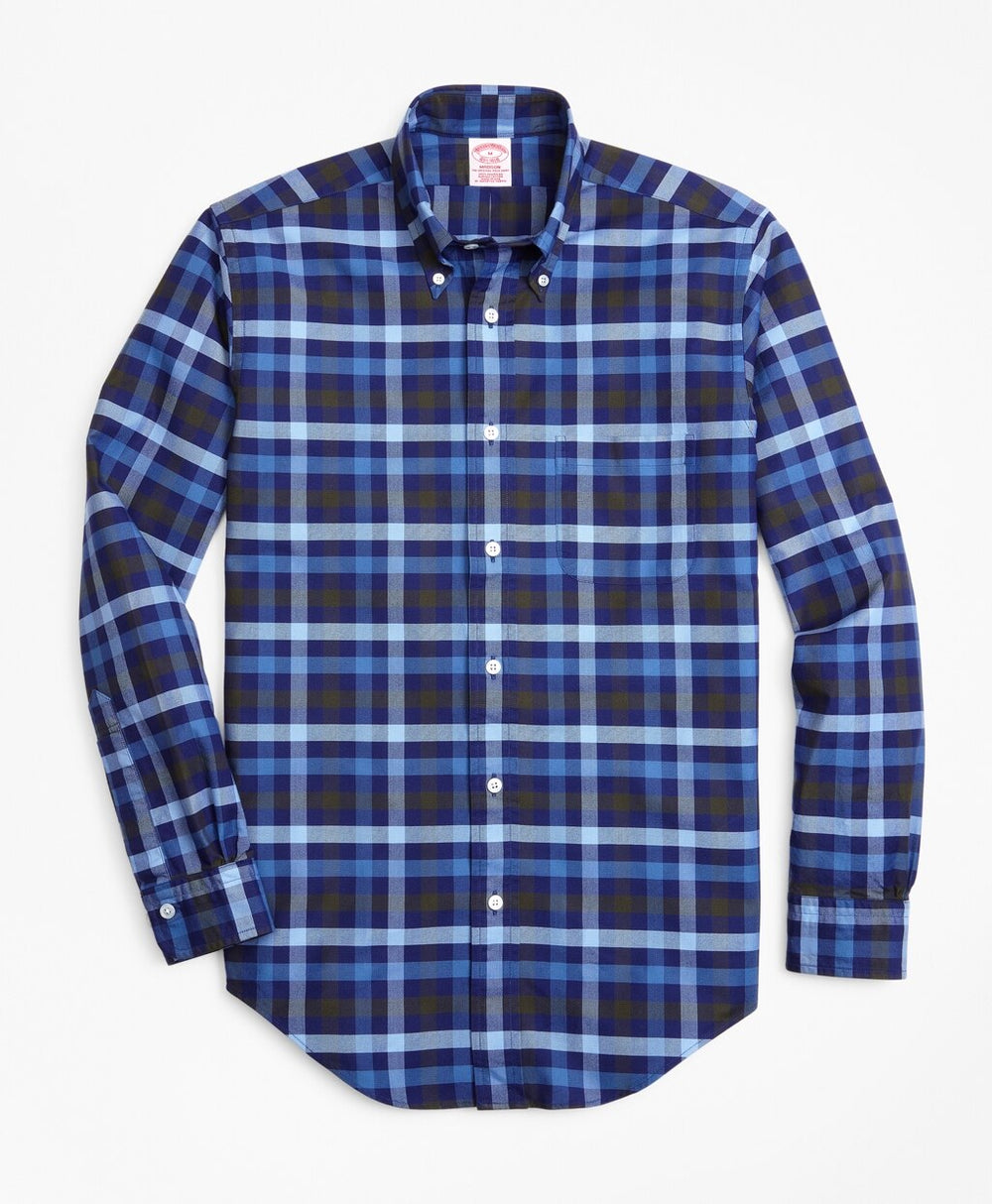 Madison Fit Oxford Two-Color Plaid Sport Shirt
