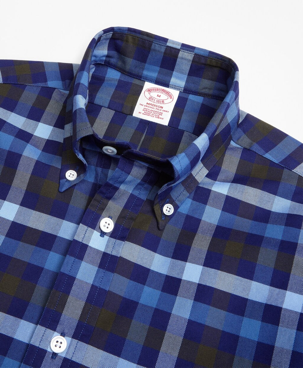Madison Fit Oxford Two-Color Plaid Sport Shirt