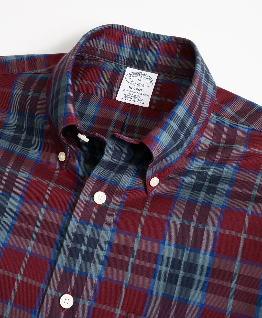 Non-Iron Regent Fit Burgundy Tartan Sport Shirt