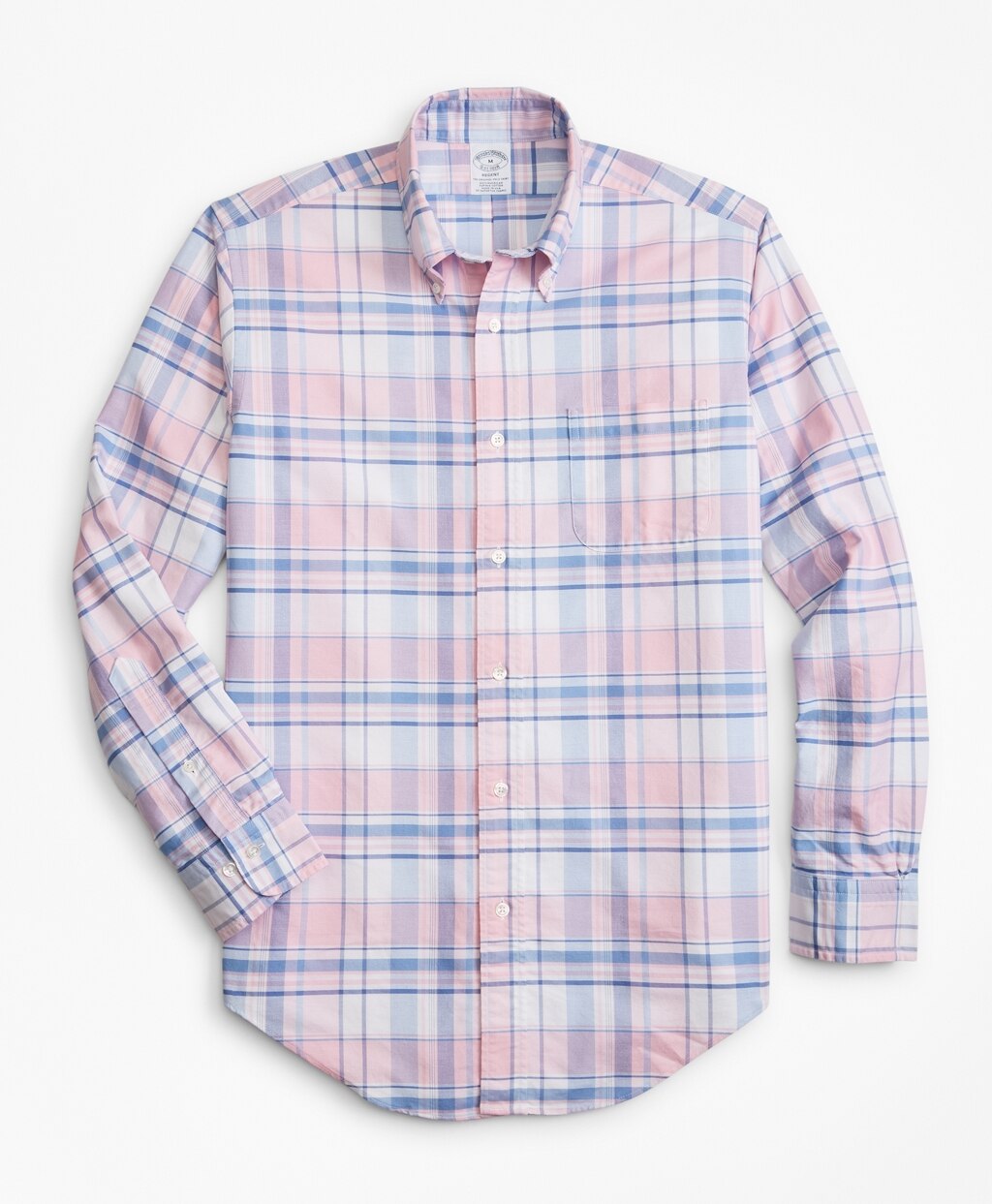 Regent Fit Oxford Pink and Blue Plaid Sport Shirt