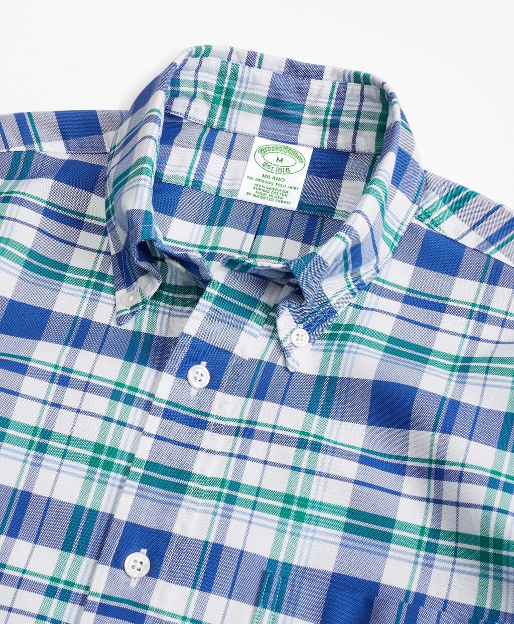 Milano Fit Oxford Blue and Green Plaid Sport Shirt