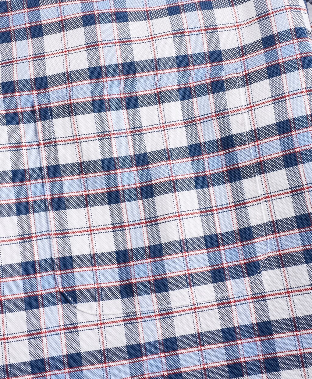 Madison Fit Oxford Blue and Red Plaid Sport Shirt