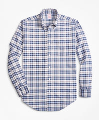 Madison Fit Oxford Blue and Red Plaid Sport Shirt