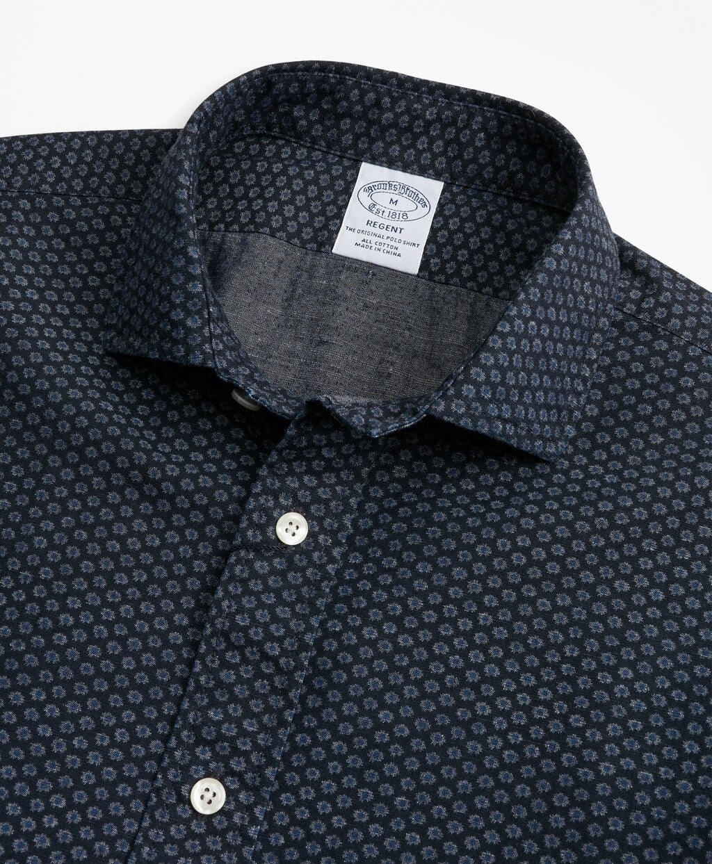 Regent Fit Mini-Floral Print Sport Shirt