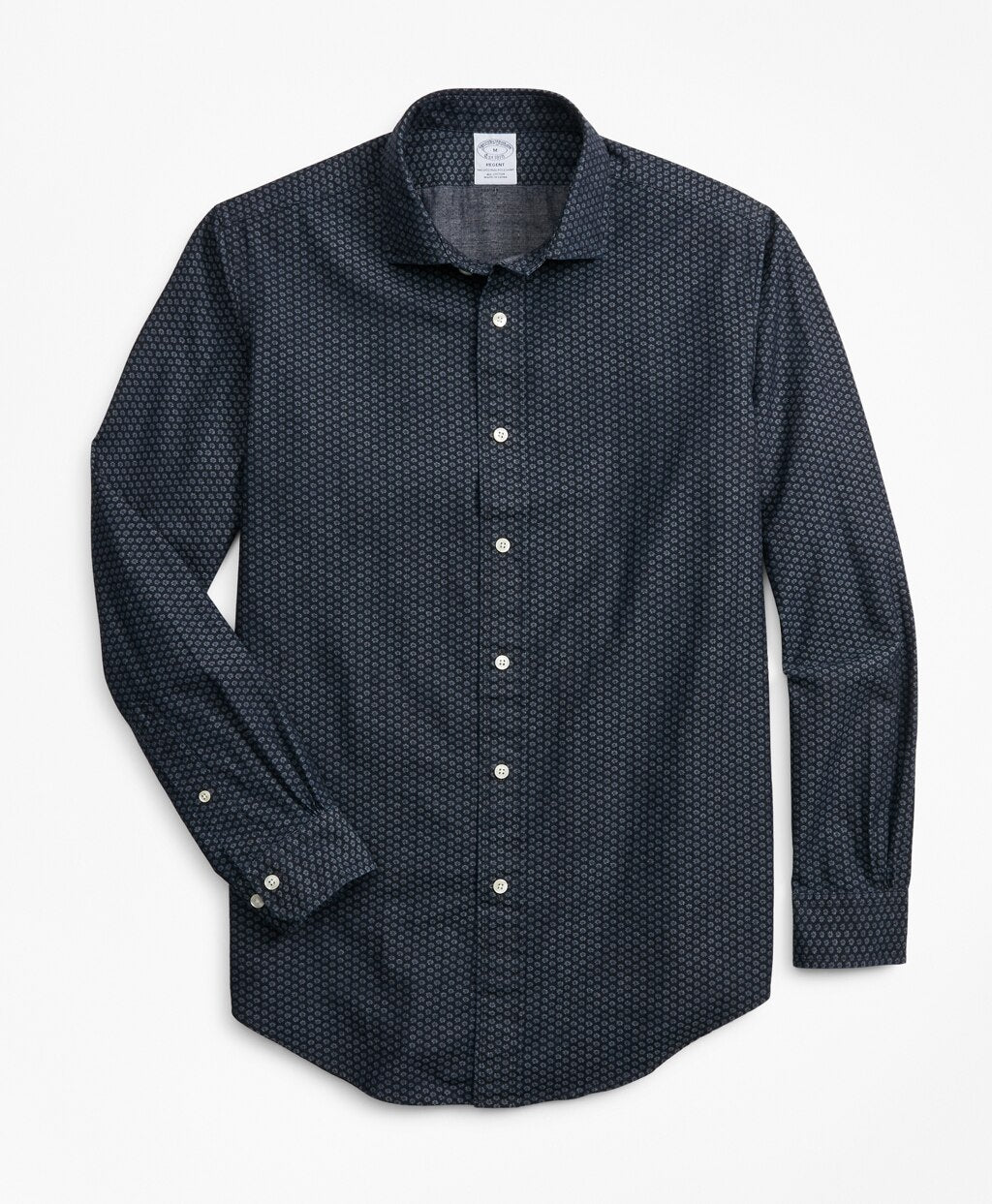 Regent Fit Mini-Floral Print Sport Shirt