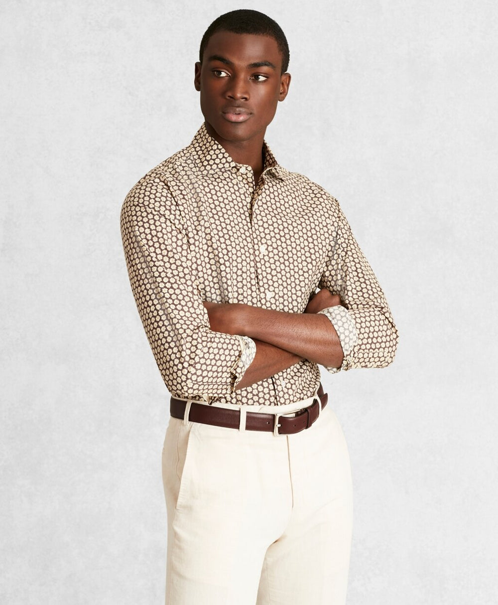 Golden Fleece® Regent Fit Brown Floral Sport Shirt