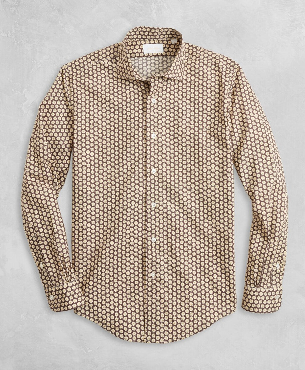Golden Fleece® Regent Fit Brown Floral Sport Shirt