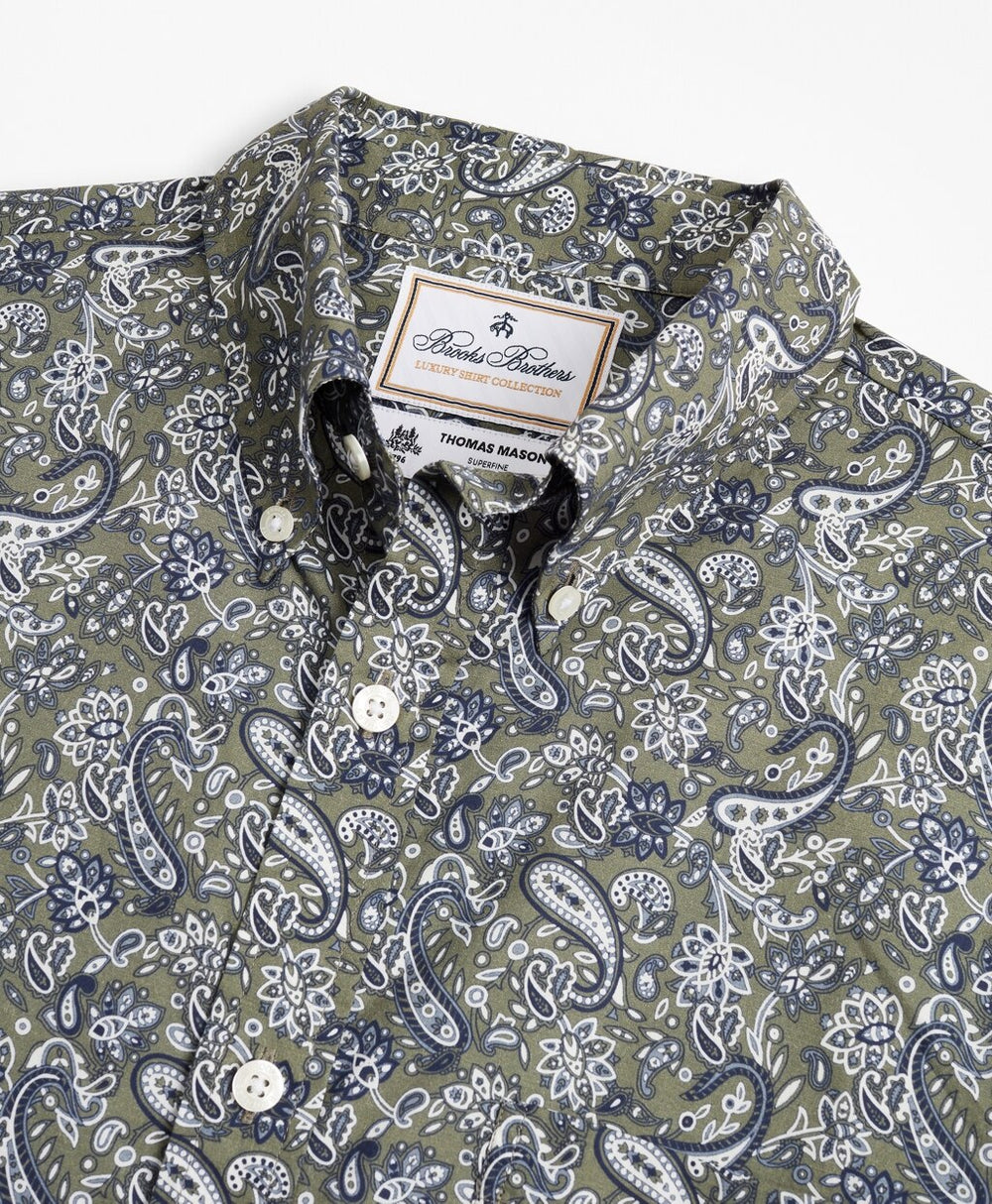 Luxury Collection Regent Fitted Sport Shirt, Button-Down Collar Paisley Print