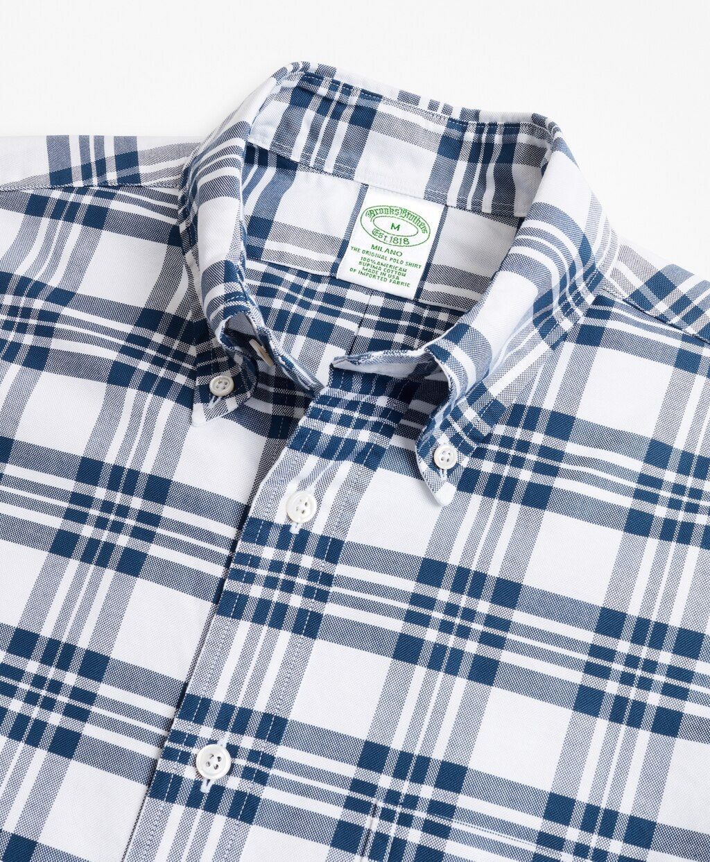Milano Fit Oxford Blue and White Plaid Sport Shirt
