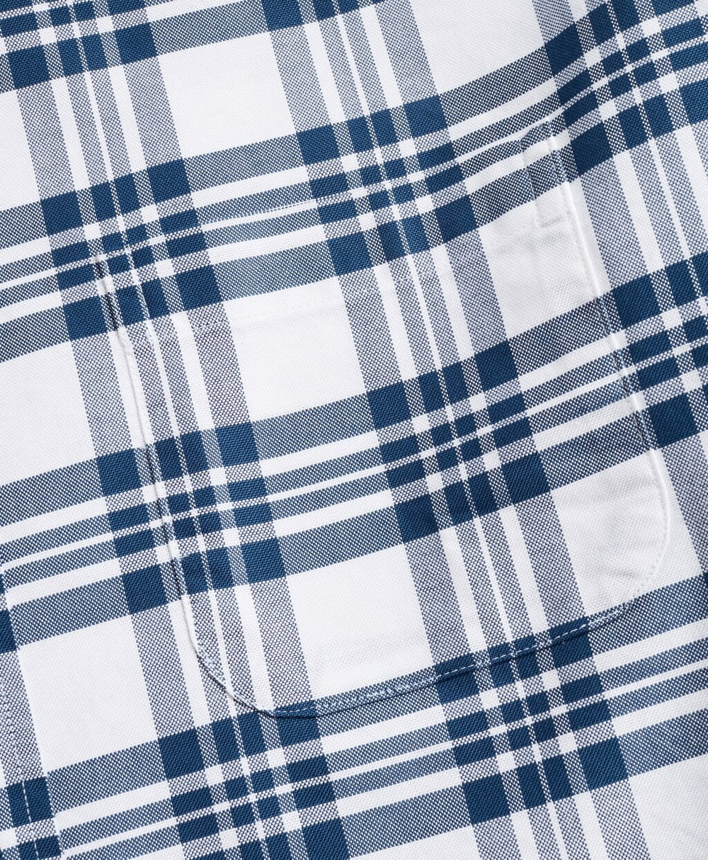 Milano Fit Oxford Blue and White Plaid Sport Shirt