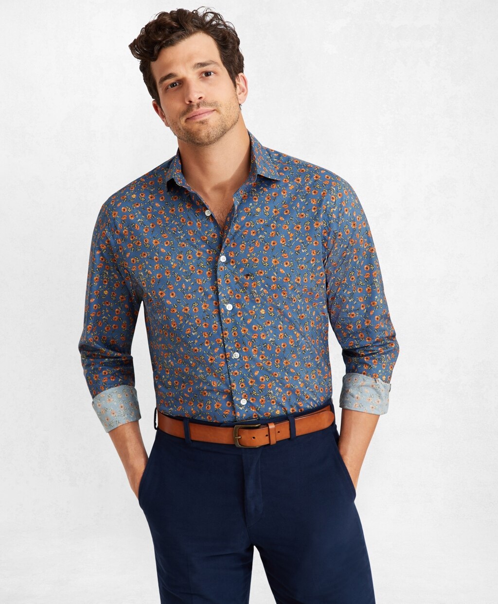 Golden Fleece® Regent Fit Blue Floral Sport Shirt