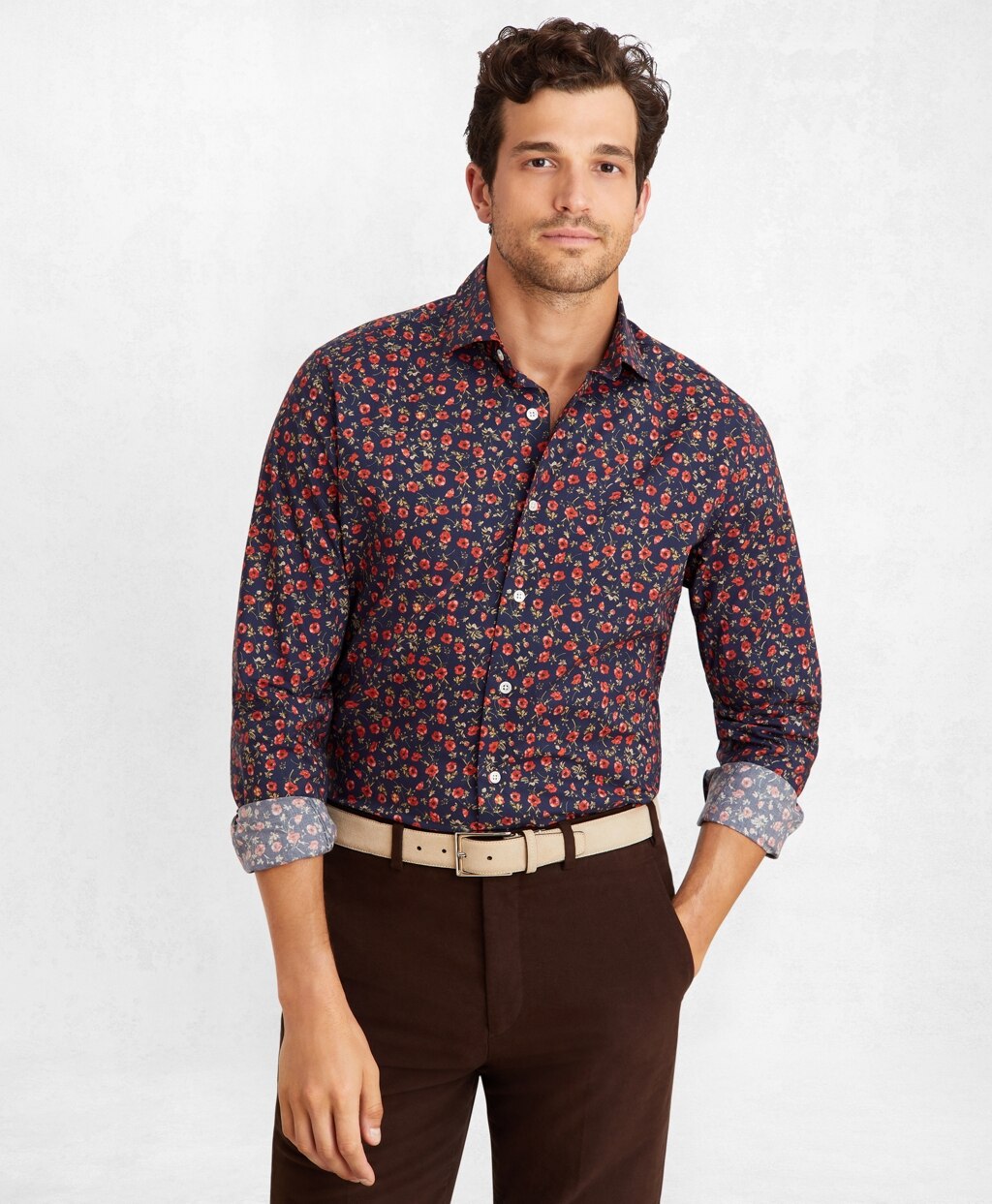 Golden Fleece® Regent Fit Navy Floral Sport Shirt