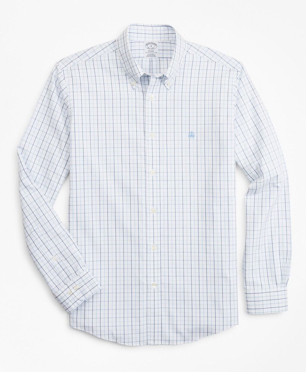 Stretch Regent Fitted Sport Shirt, Non-Iron Windowpane