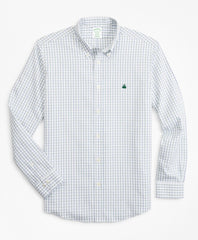 Stretch Milano Slim-Fit Sport Shirt, Non-Iron Windowpane