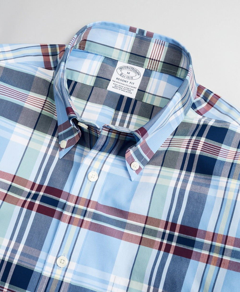 Stretch Regent Fitted Sport Shirt, Non-Iron Multi-Plaid