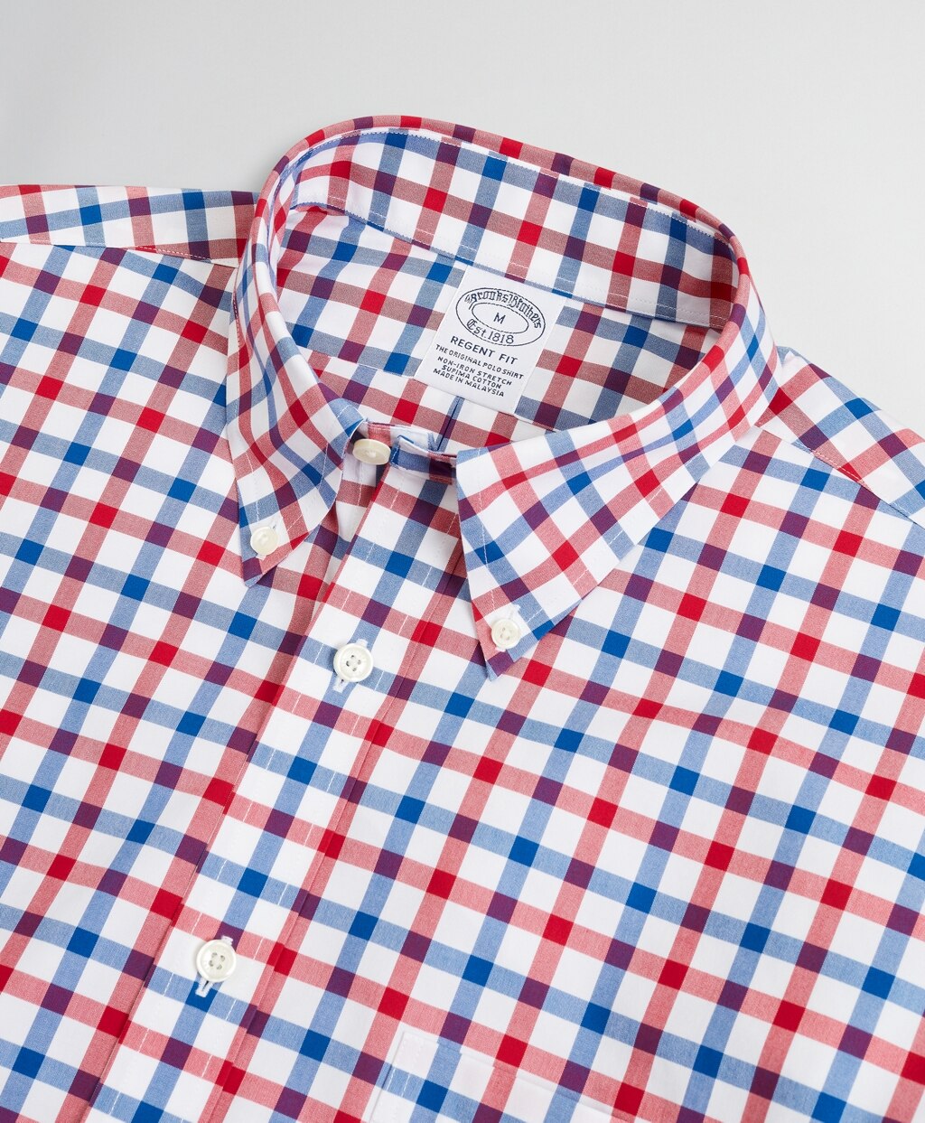 Stretch Regent Fitted Sport Shirt, Non-Iron Large Windowpane