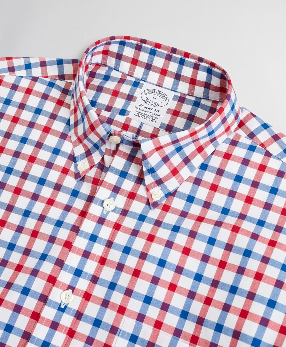 Stretch Regent Fitted Sport Shirt, Non-Iron Large Windowpane