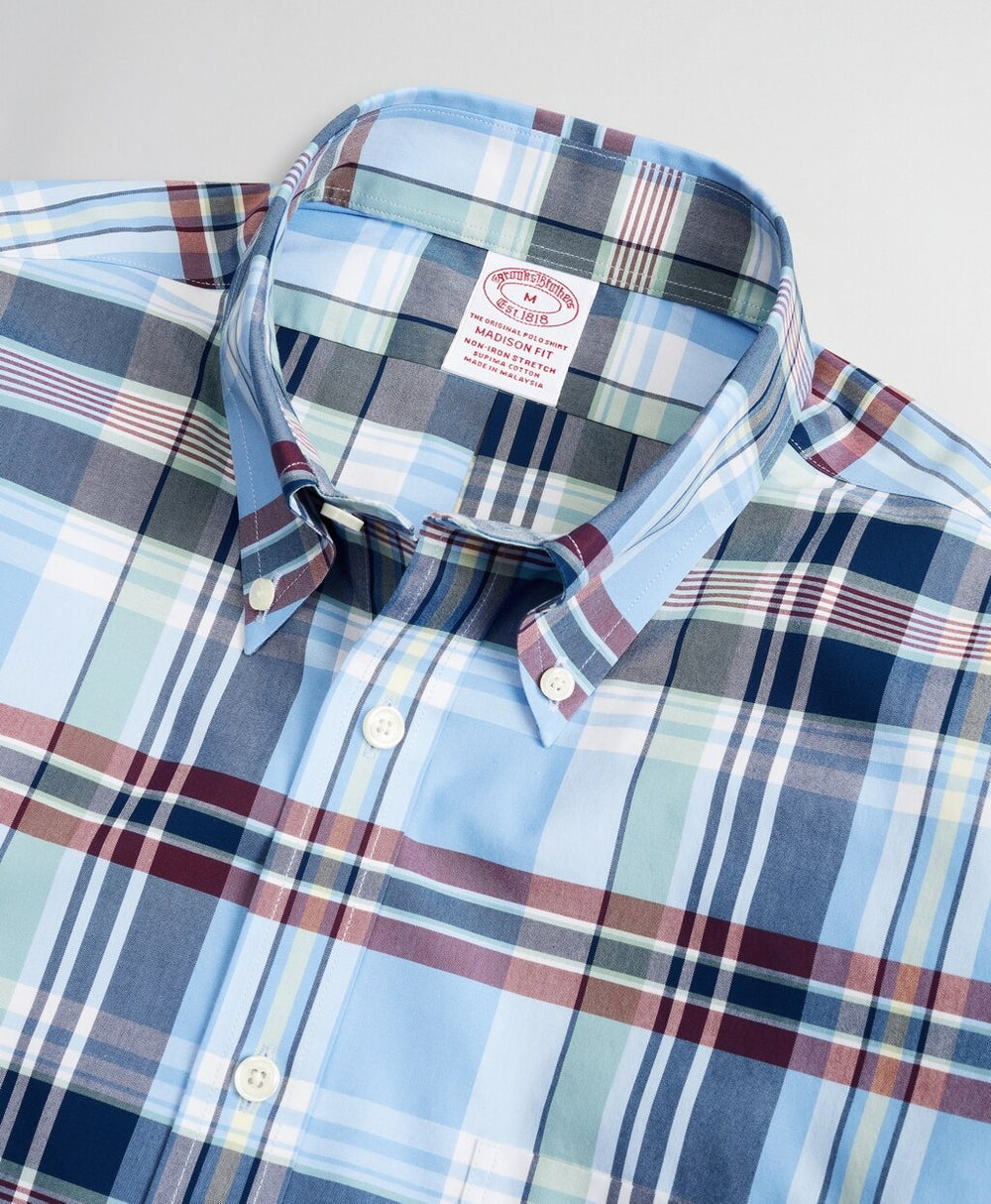 Stretch Madison Classic-Fit Sport Shirt, Non-Iron Multi-Plaid