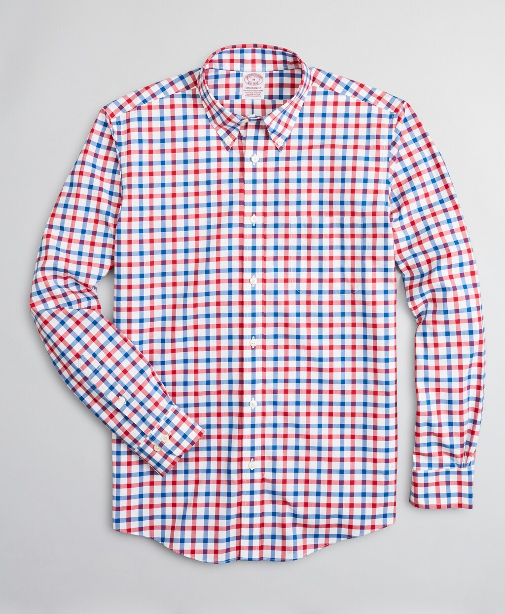 Stretch Madison Classic-Fit Sport Shirt, Non-Iron Large Windowpane