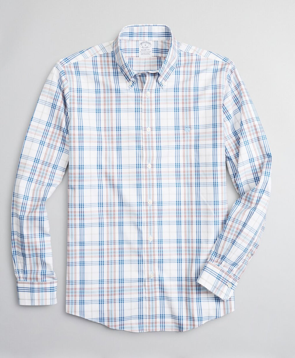 Stretch Regent Fitted Sport Shirt, Non-Iron Multi-Plaid