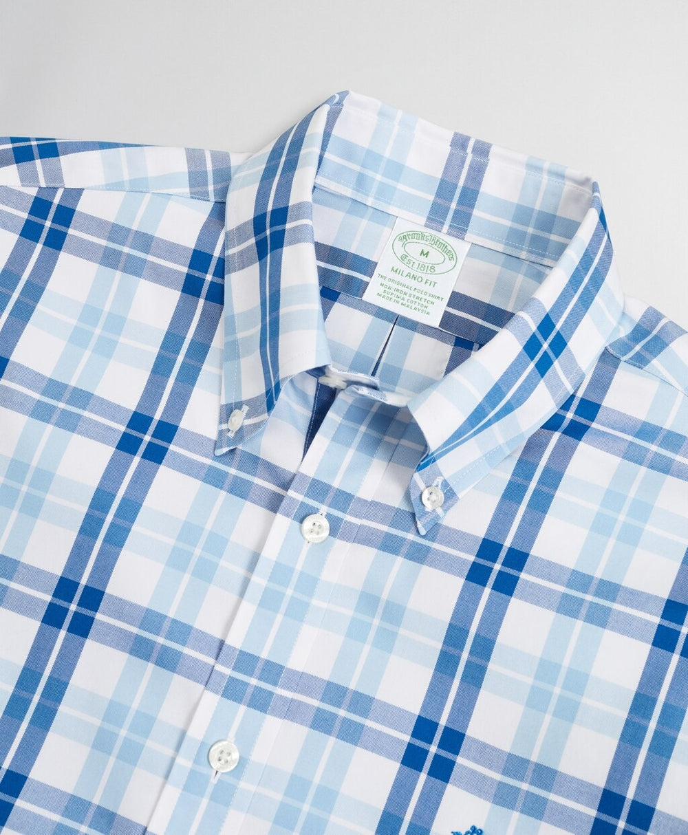 Stretch Milano Slim-Fit Sport Shirt, Non-Iron Check