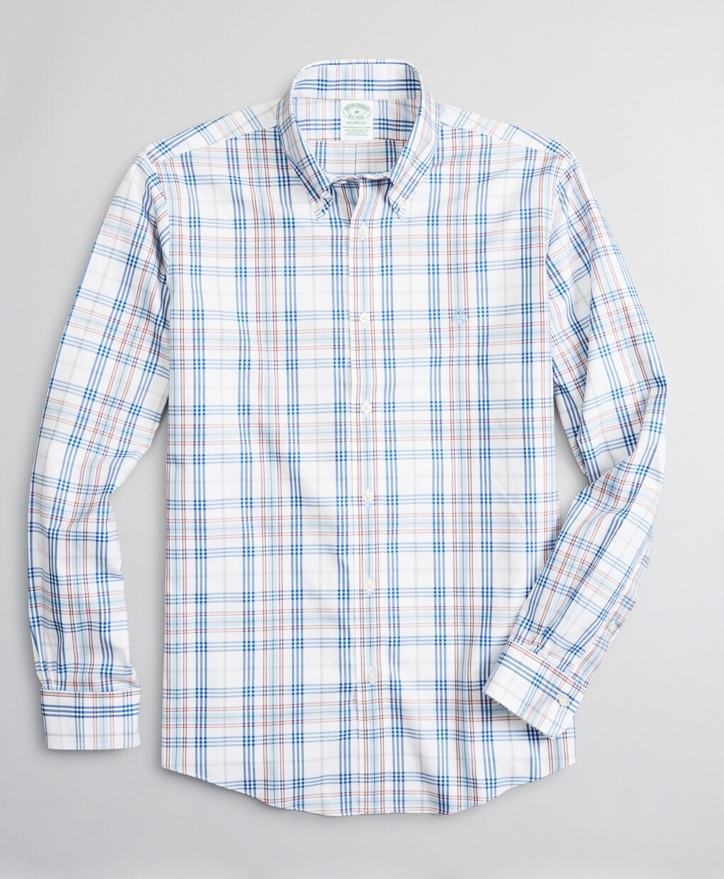 Stretch Milano Slim-Fit Sport Shirt, Non-Iron Multi-Plaid