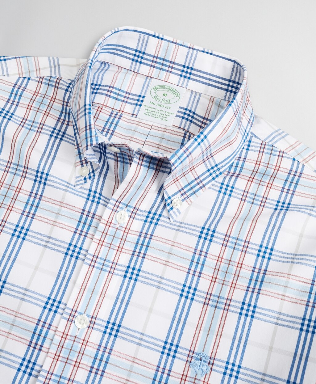 Stretch Milano Slim-Fit Sport Shirt, Non-Iron Multi-Plaid