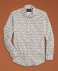 Golden Fleece® Regent Fit White Flower-Print Poplin Sport Shirt