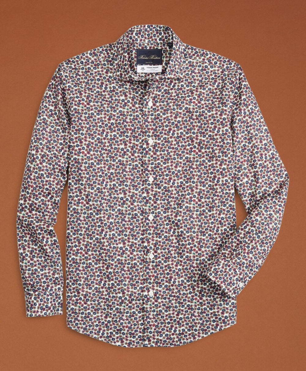 Golden Fleece® Regent Fit Navy Flower-Print Poplin Sport Shirt