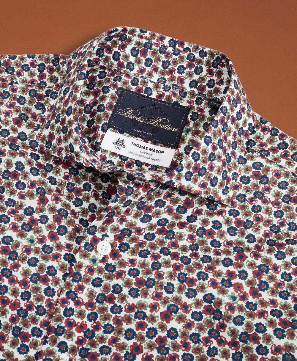 Golden Fleece® Regent Fit Navy Flower-Print Poplin Sport Shirt