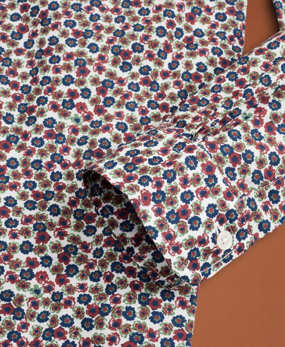 Golden Fleece® Regent Fit Navy Flower-Print Poplin Sport Shirt